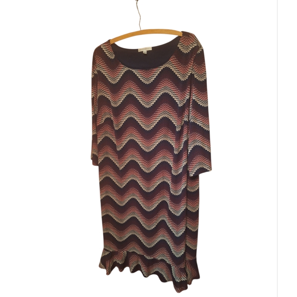 Sandra Darren Wavy Artsy Print Ladies Dress Plus Size 22W Career to Cocktails